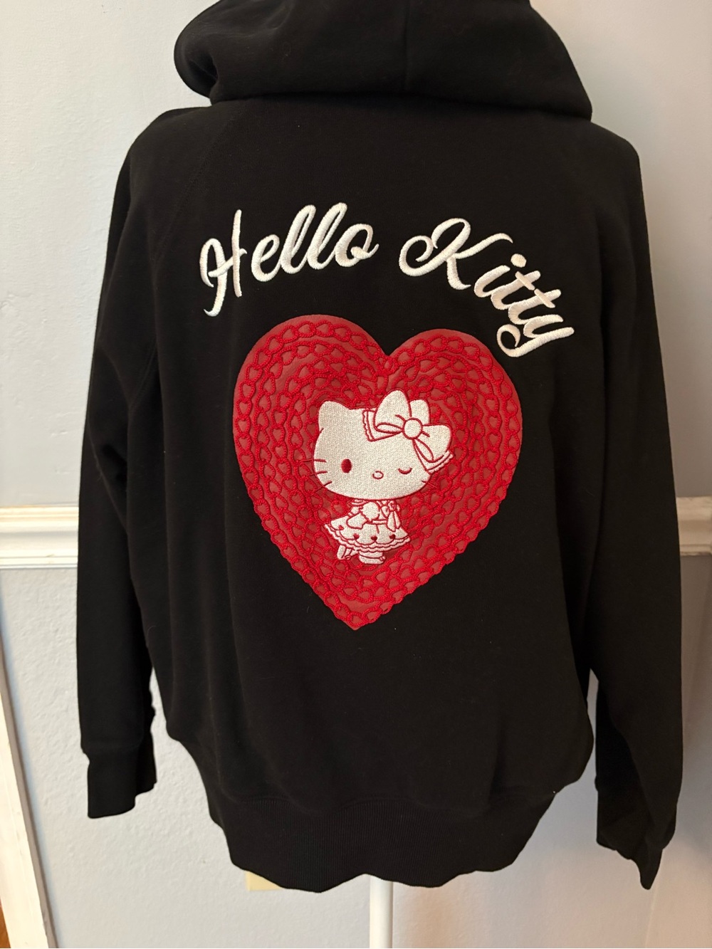 Japan Exclusive DimMoire x Sanrio Hello Kitty Lace Heart Embroidered Zip Hoodie